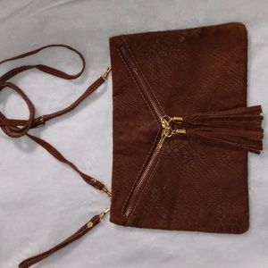 Leather envelope crossbody/ wristlet